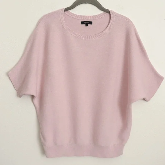 Quince Dolman Sweater Crew Cotton Cashmere Link Stitch Sugar Stone Sz M - Picture 1 of 16